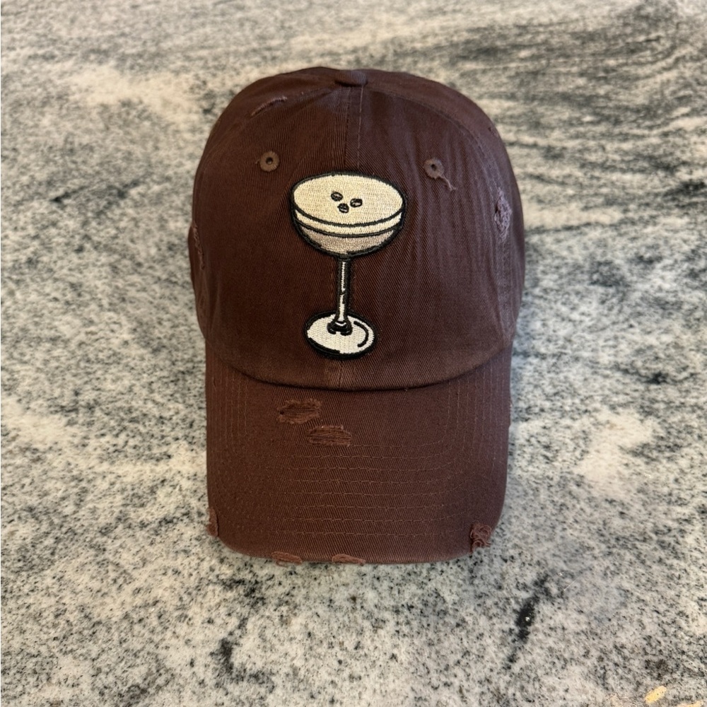 Price Firm New Custom Designed Brown Distressed Baseball Cap w/ Espresso Martini